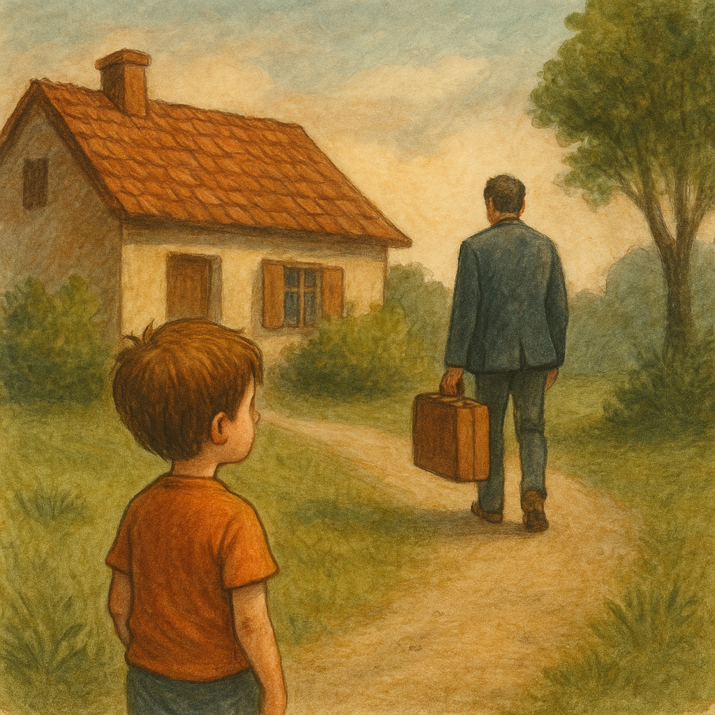 Dad with a suitcase leaving home