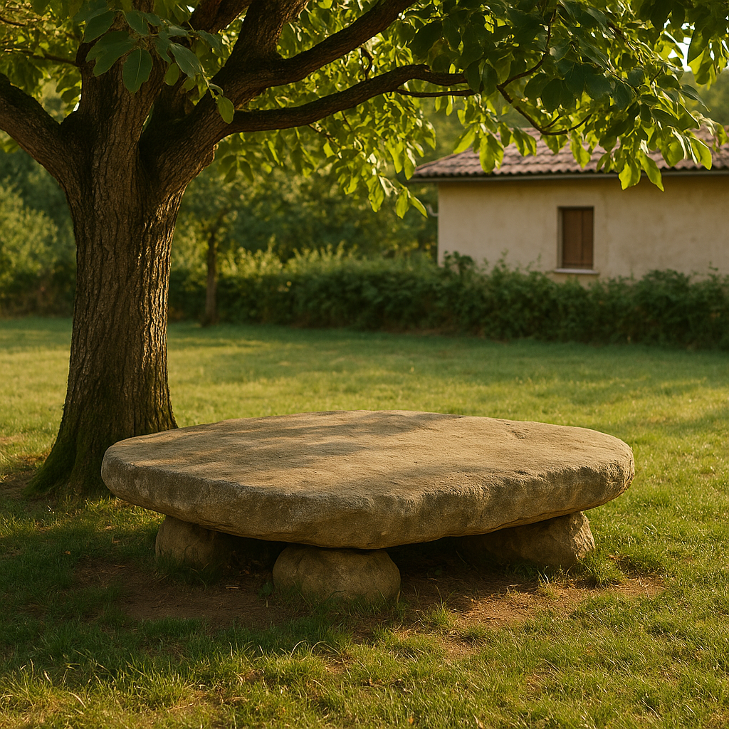 Large stone under the walnut tree