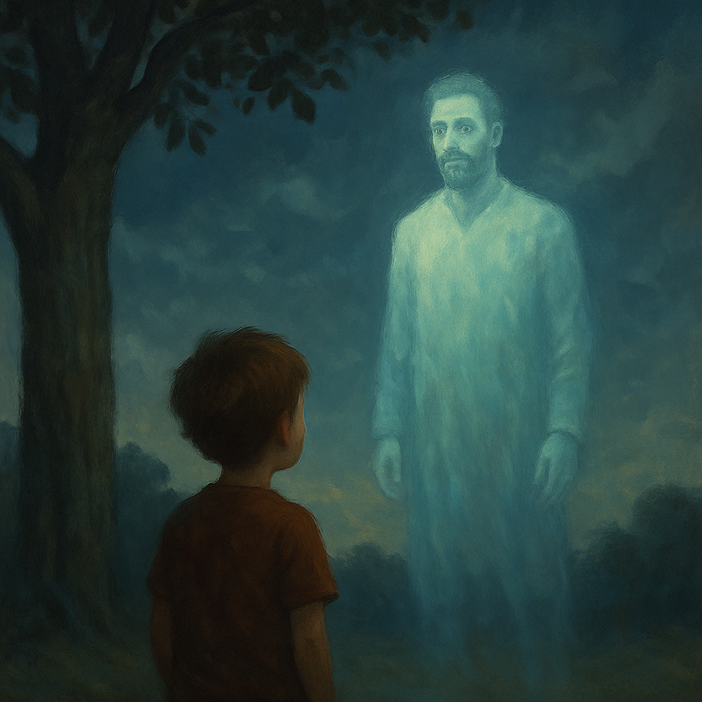 Dreamlike figure in the garden, without the stone