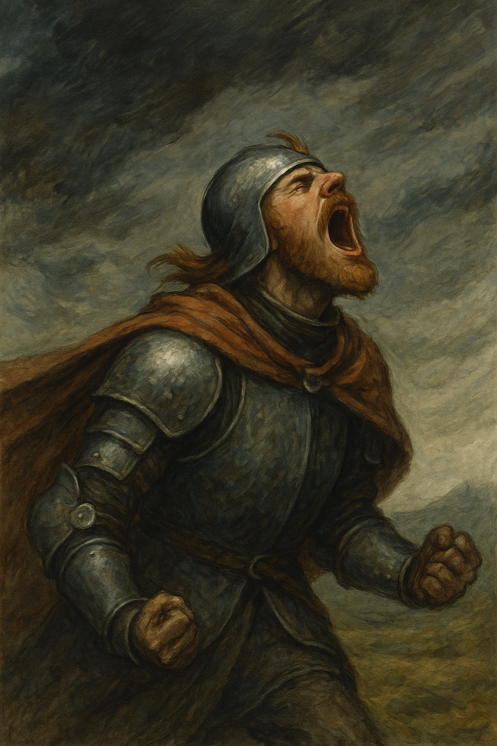 The knight shouting
